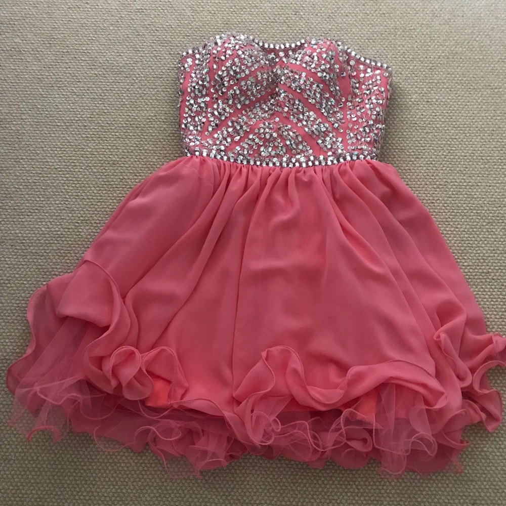 Short strapless beaded dress